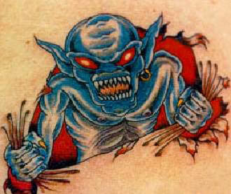 Blauer Dämon Tattoo