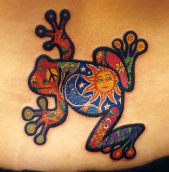 Bunter Frosch Tattoo